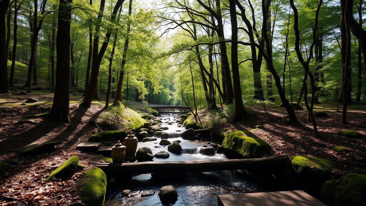 Фото живописного места в лесу